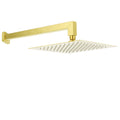 WELS Brushed Gold 12" Square Thin Rain Shower Head 400mm Straight Wall Arm Set
