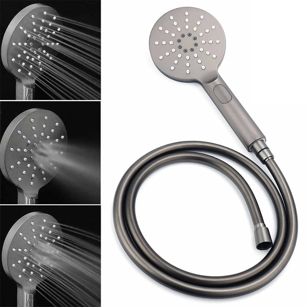 WELS Gunmetal Round 10" Twin Shower Head 3 Modes Handheld Slide Rail Diverter Arm