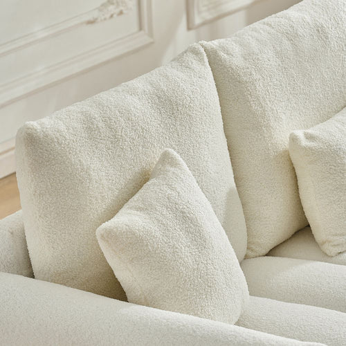92-Inch Teddy-Fabric Corner Sofa – White