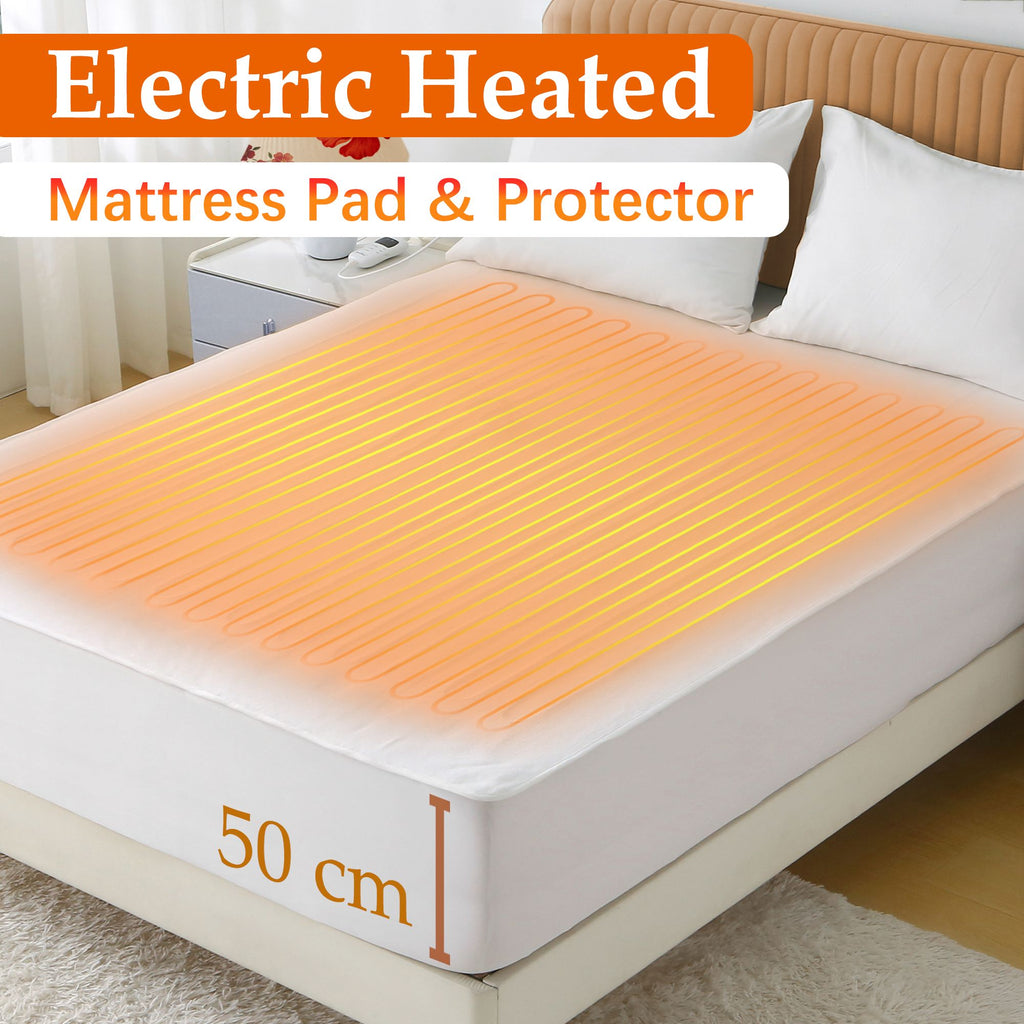 Fitted Heated Mattress Pad with 9 Heat Settings – King