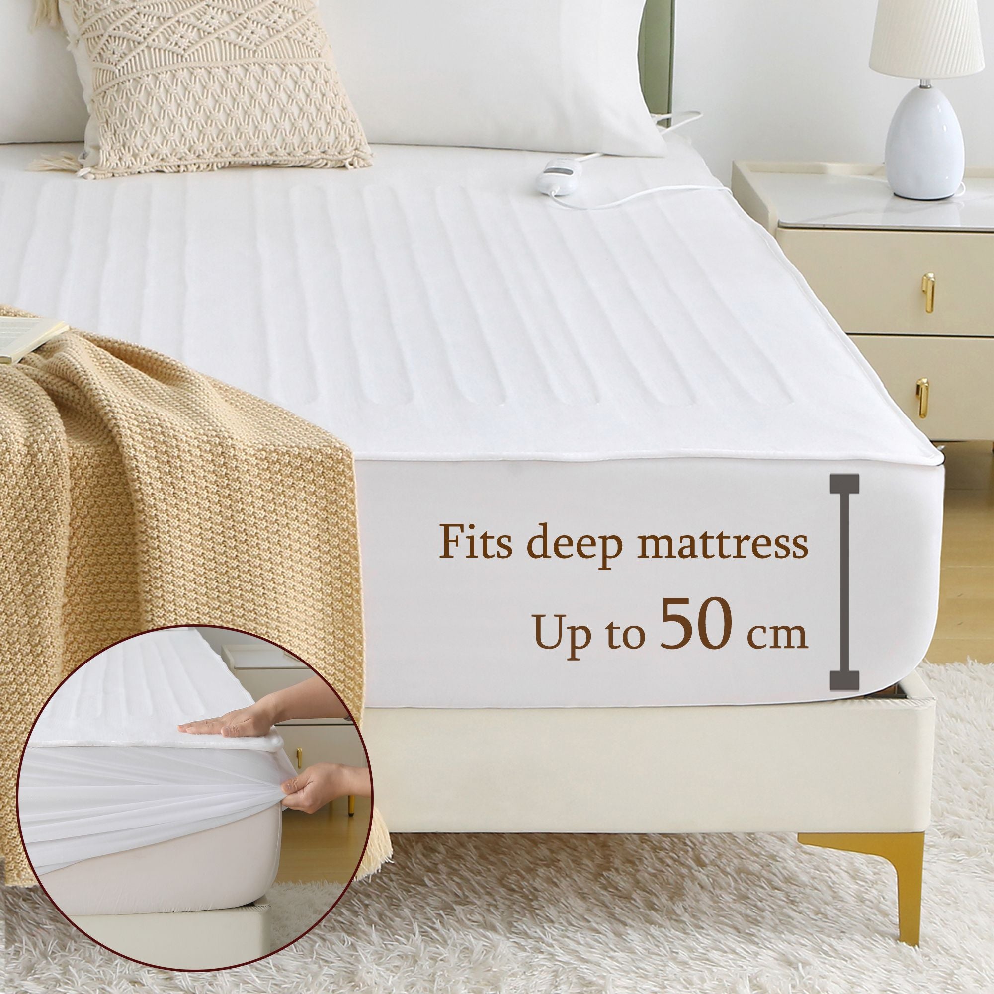 Fitted Heated Mattress Pad with 9 Heat Settings – King