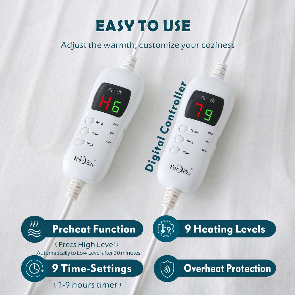 Fitted Heated Mattress Pad with 9 Heat Settings – King Single