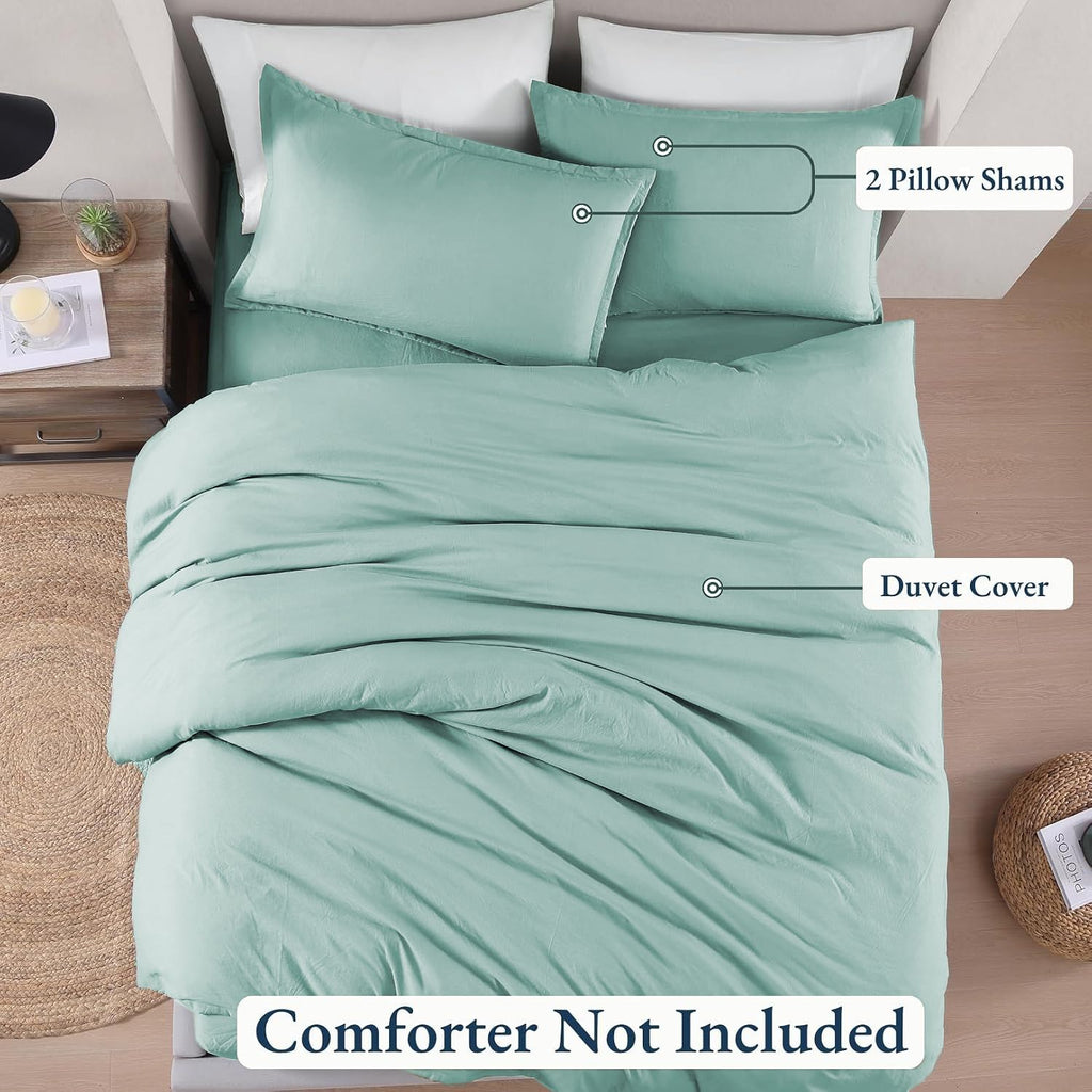 Hotel Soft Microfiber Duvet Cover Set-2000TC Quilt Cover Set & Pillowcases -1 Donna Cover Zipper Closure & 1 x Pillowcases-Breathable Bedding - Wrinkle, Fade, Stain Resistant(Ice Blue,Double)