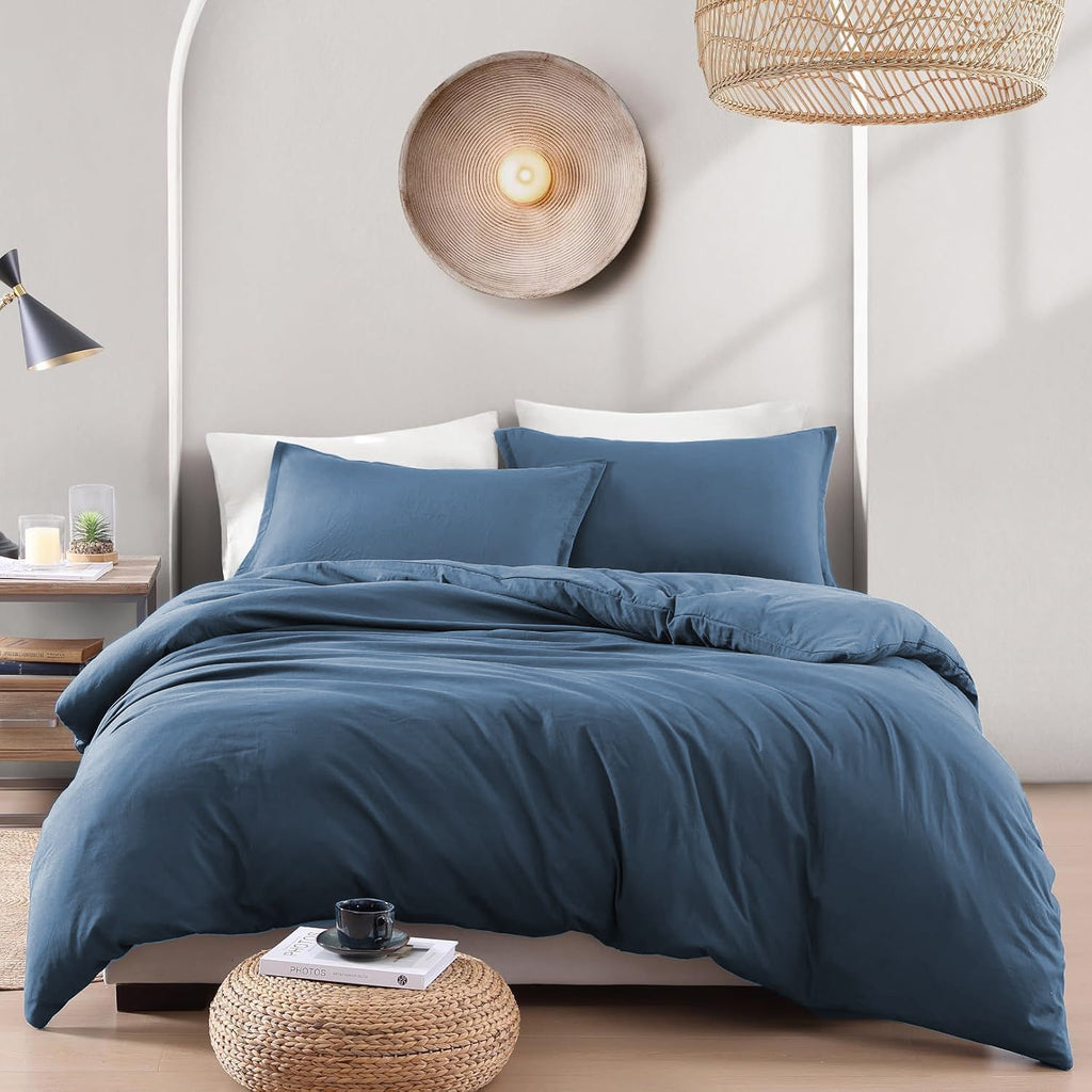 Hotel Soft Microfiber Duvet Cover Set-2000TC Quilt Cover Set & Pillowcases -1 Donna Cover Zipper Closure & 1 x Pillowcases-Breathable Bedding - Wrinkle, Fade, Stain Resistant(Ocean,Double)