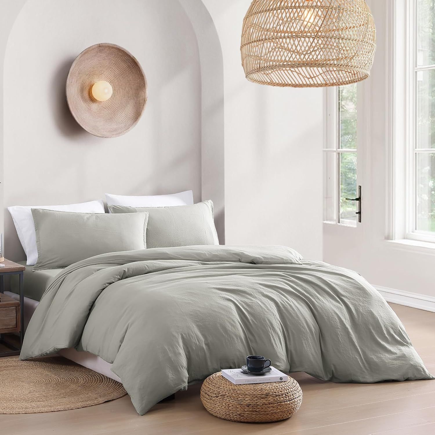 Solid Microfibre Quilt Cover Set – Grey, Double