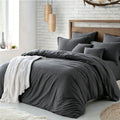 Solid Microfibre Quilt Cover Set – Dark Grey, Double