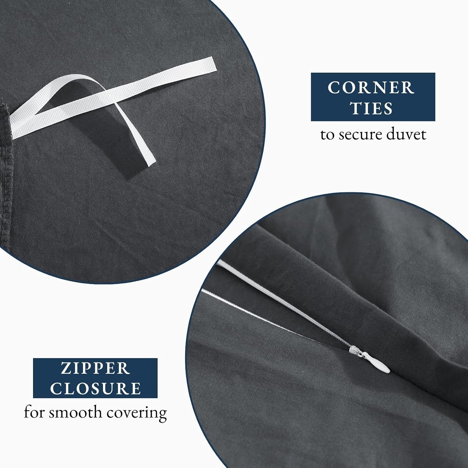 Solid Microfibre Quilt Cover Set – Dark Grey, Double