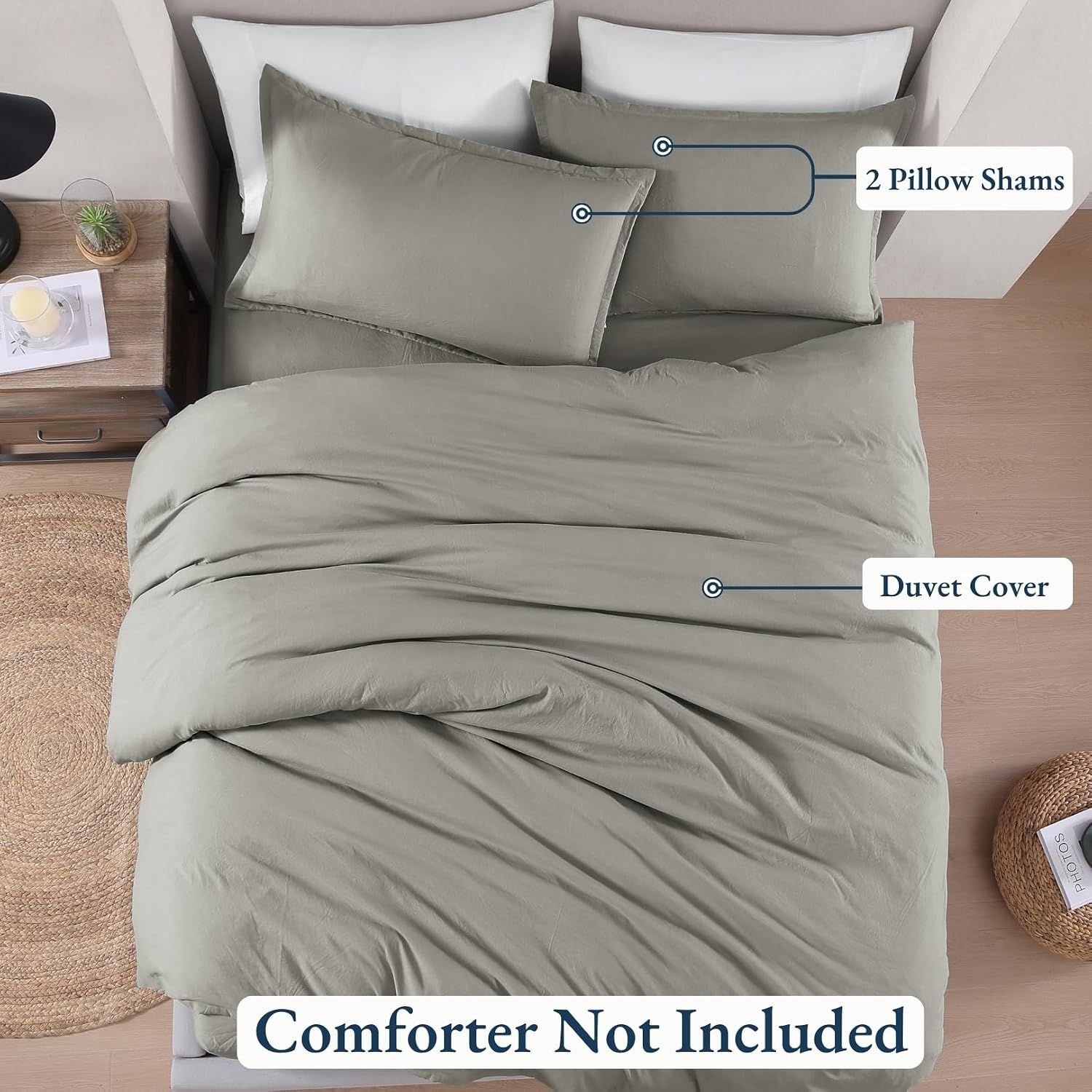 Solid Microfibre Quilt Cover Set – Grey, King