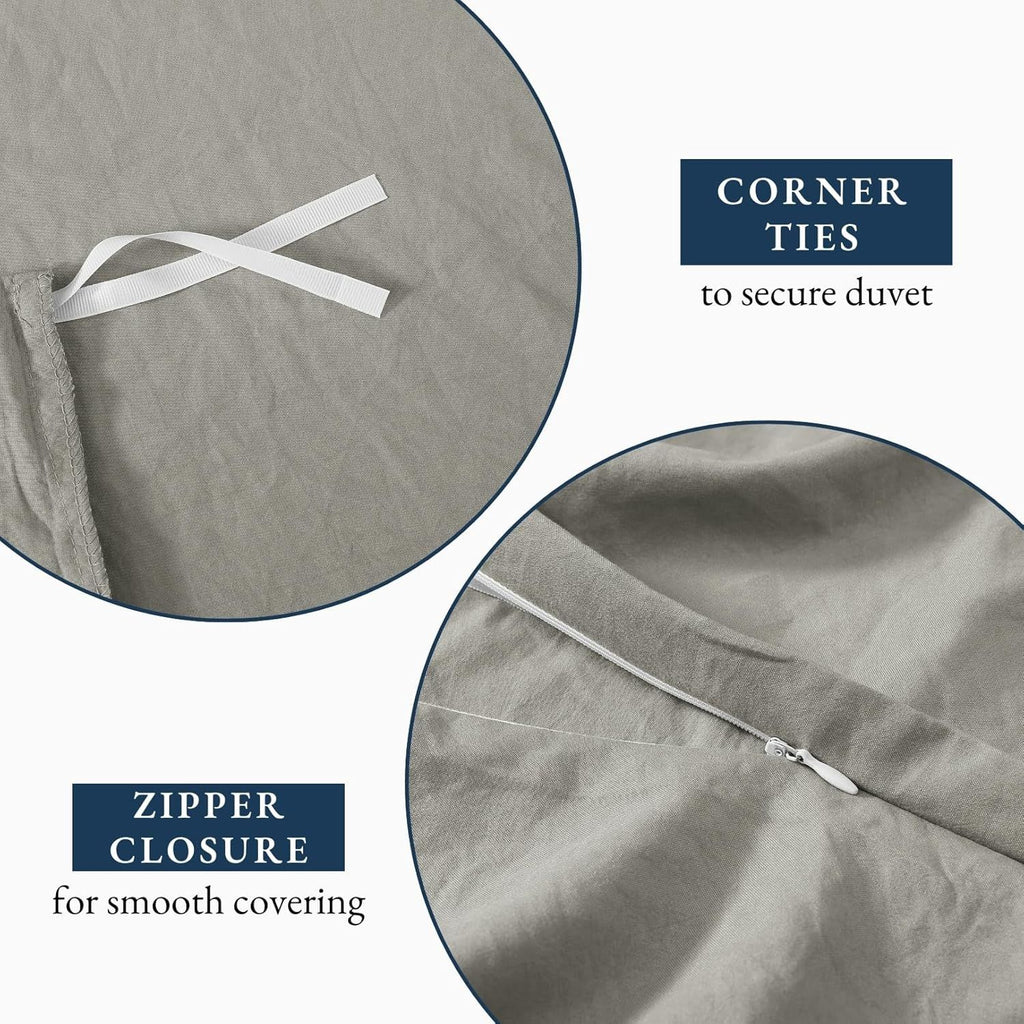Solid Microfibre Quilt Cover Set – Grey, King