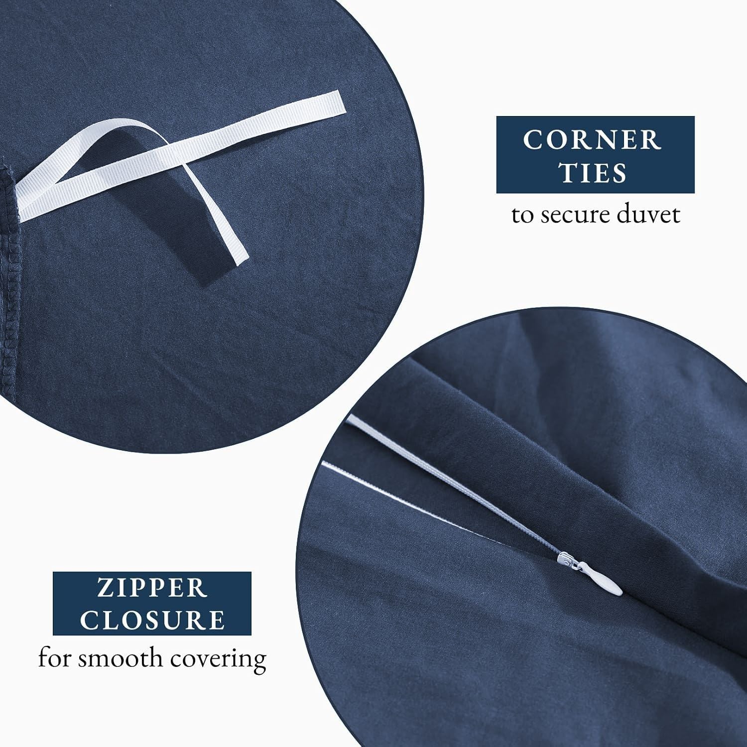 Hotel Soft Microfiber Duvet Cover Set-2000TC Quilt Cover Set & Pillowcases -1 Donna Cover Zipper Closure & 1 x Pillowcases-Breathable Bedding - Wrinkle, Fade, Stain Resistant(Navy,King)