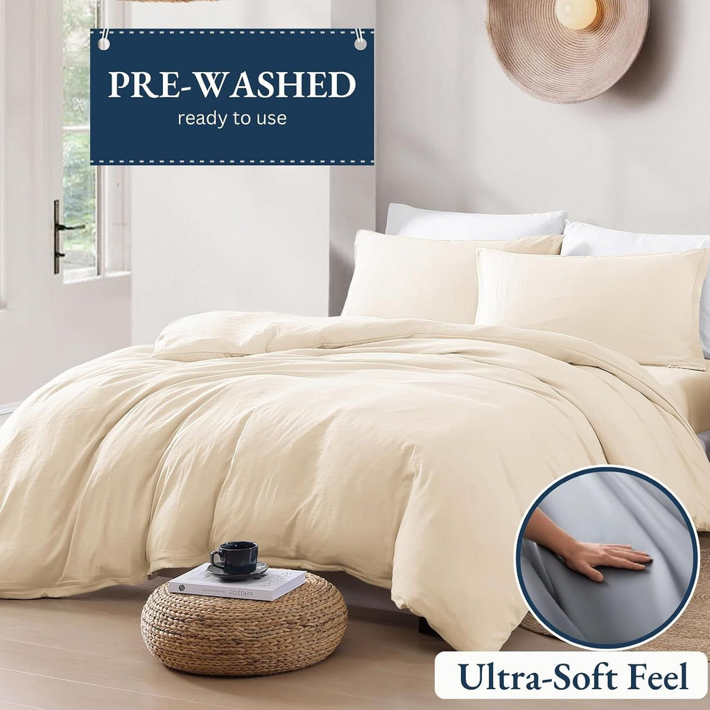Solid Microfibre Quilt Cover Set – Cream White, King