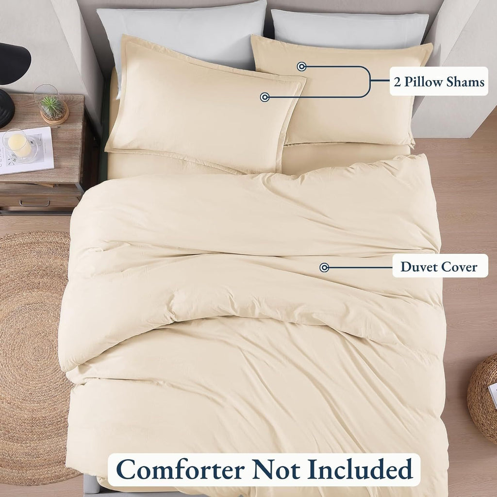 Solid Microfibre Quilt Cover Set – Cream White, King