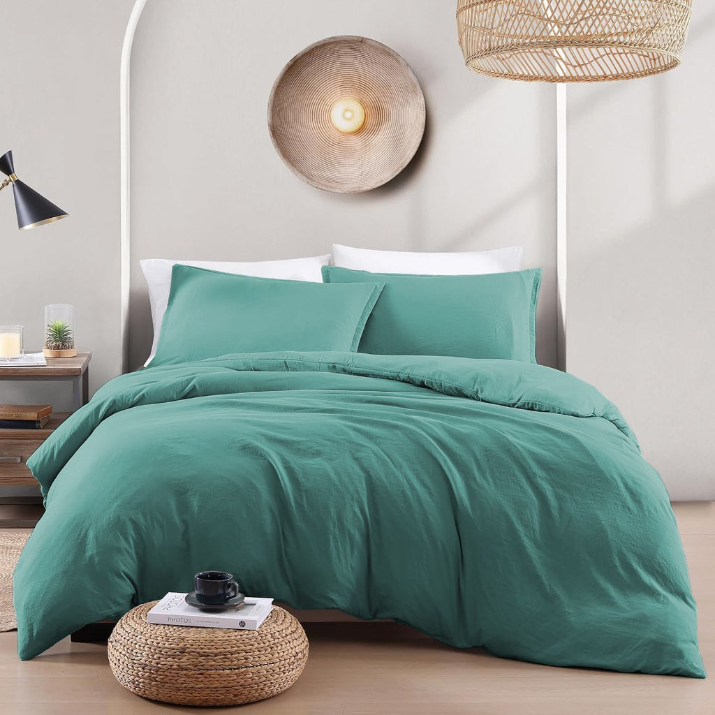 Solid Microfibre Quilt Cover Set – Biscay Blue, King
