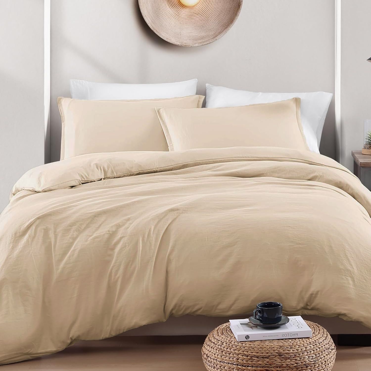 Solid Microfibre Quilt Cover Set – Camel Beige, King
