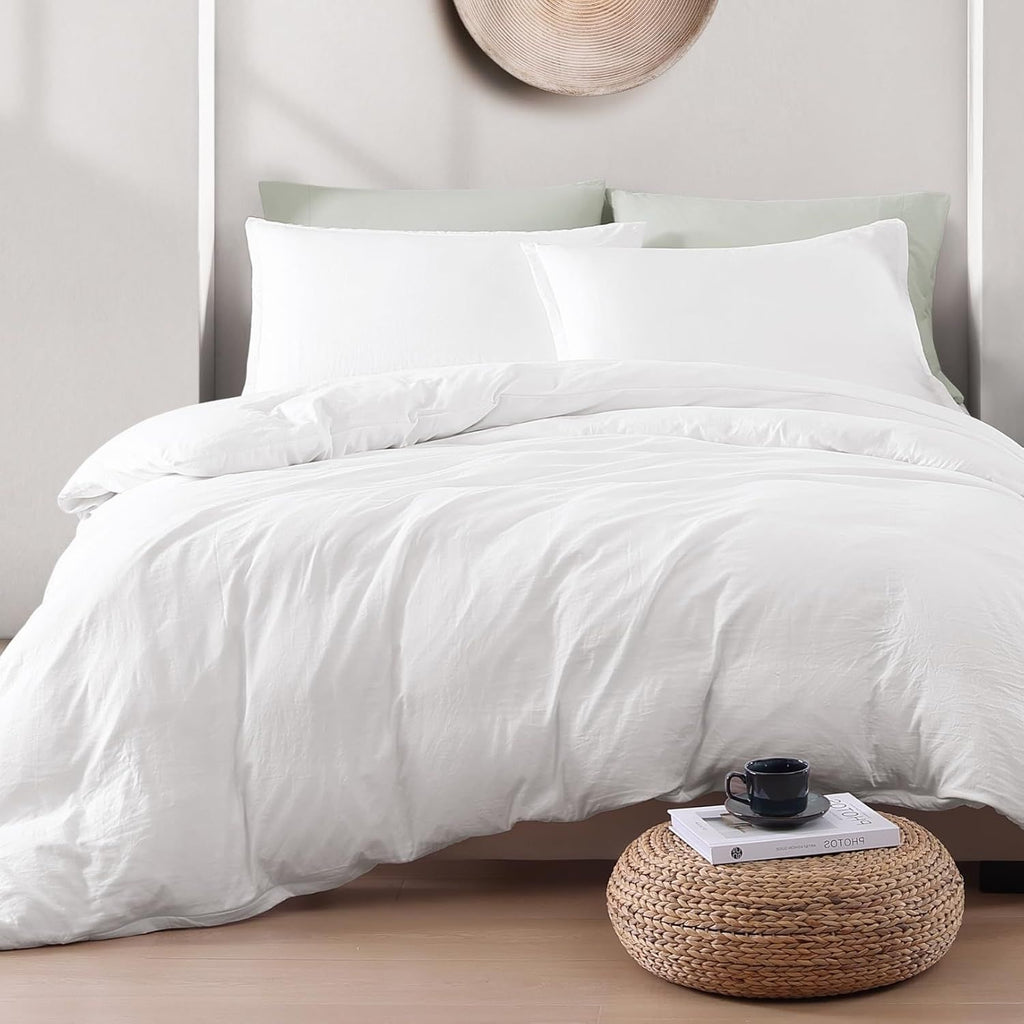 Hotel Soft Microfiber Duvet Cover Set-2000TC Quilt Cover Set & Pillowcases -1 Donna Cover Zipper Closure & 1 x Pillowcases-Breathable Bedding - Wrinkle, Fade, Stain Resistant(White,King Single)