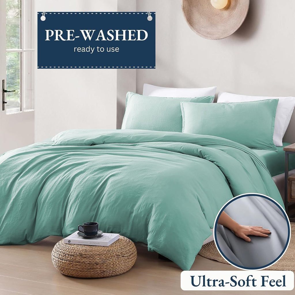 Hotel Soft Microfiber Duvet Cover Set-2000TC Quilt Cover Set & Pillowcases -1 Donna Cover Zipper Closure & 1 x Pillowcases-Breathable Bedding - Wrinkle, Fade, Stain Resistant(Ice Blue,King Single)