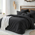 Solid Microfibre Quilt Cover Set – Black, King Single