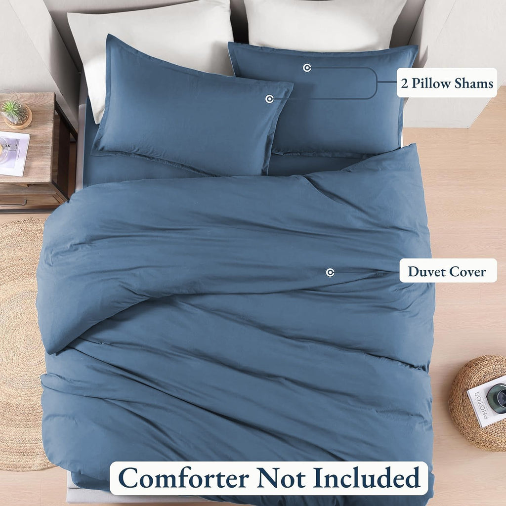 Hotel Soft Microfiber Duvet Cover Set-2000TC Quilt Cover Set & Pillowcases -1 Donna Cover Zipper Closure & 1 x Pillowcases-Breathable Bedding - Wrinkle, Fade, Stain Resistant(Ocean,King Single)