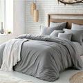 Solid Microfibre Quilt Cover Set – Grey, King Single