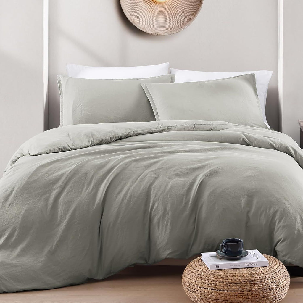 Solid Microfibre Quilt Cover Set – Grey, King Single