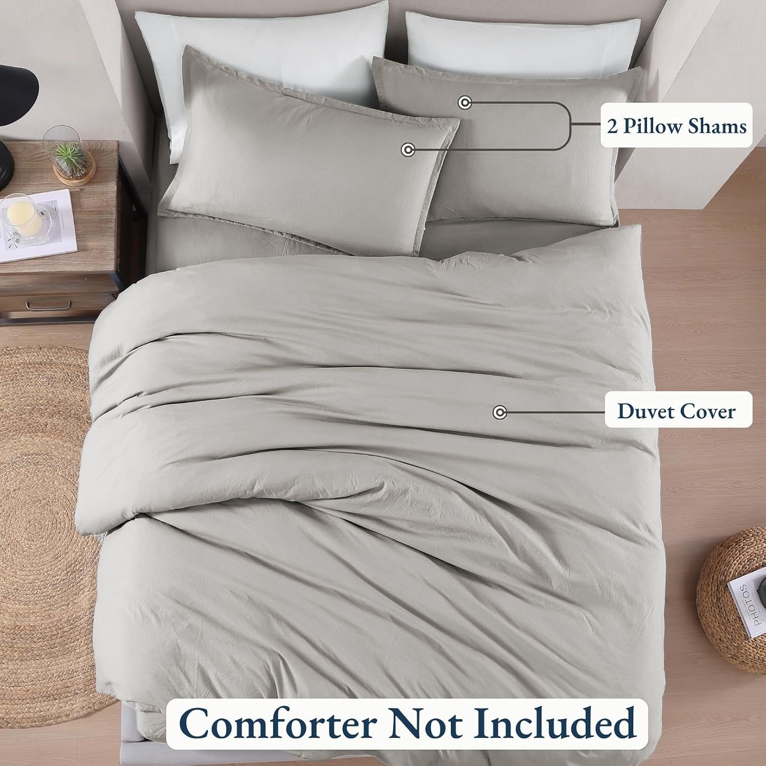 Hotel Soft Microfiber Duvet Cover Set-2000TC Quilt Cover Set & Pillowcases -1 Donna Cover Zipper Closure & 1 x Pillowcases-Breathable Bedding - Wrinkle, Fade, Stain Resistant(Silver-gray,King Single)