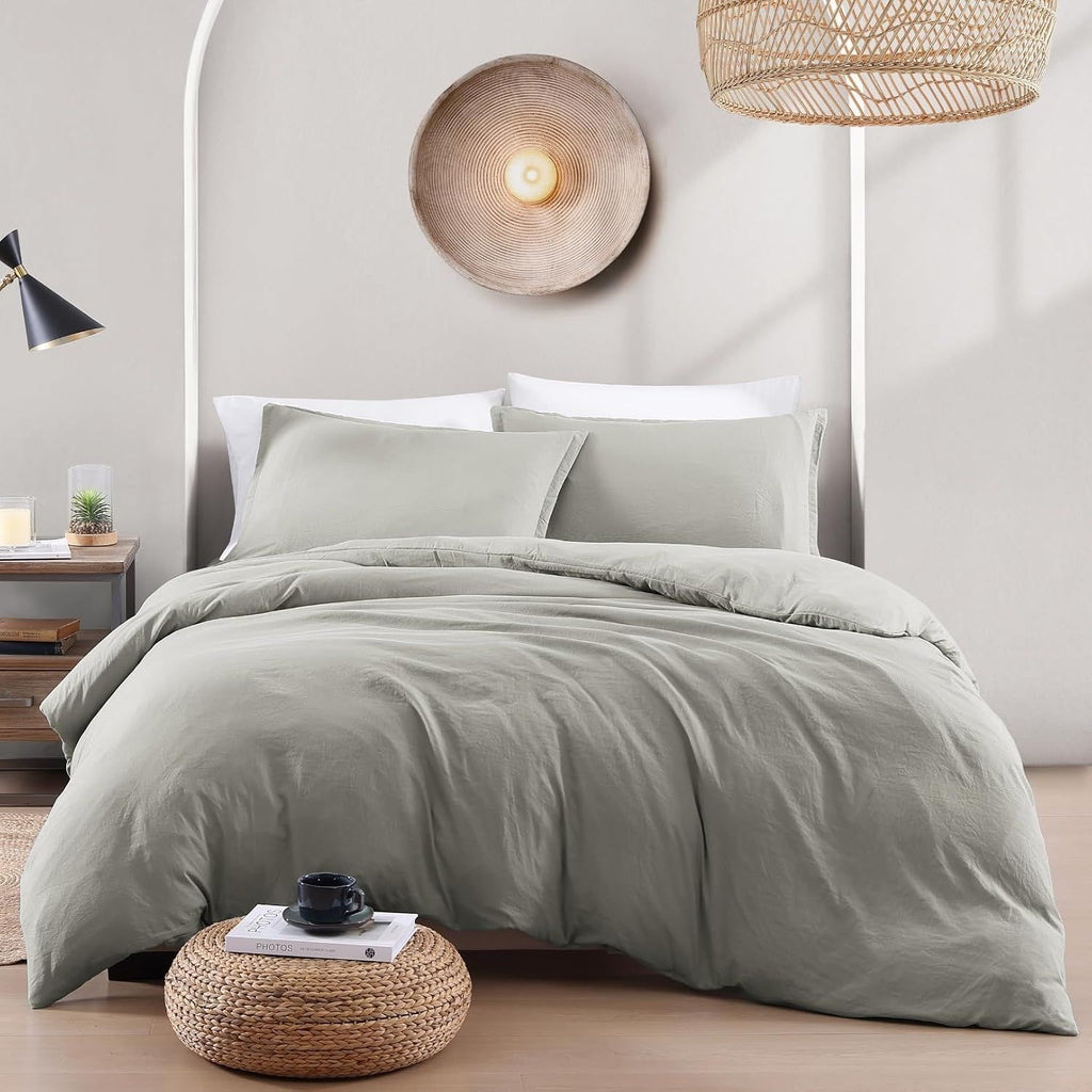 Solid Microfibre Quilt Cover Set – Grey, Queen