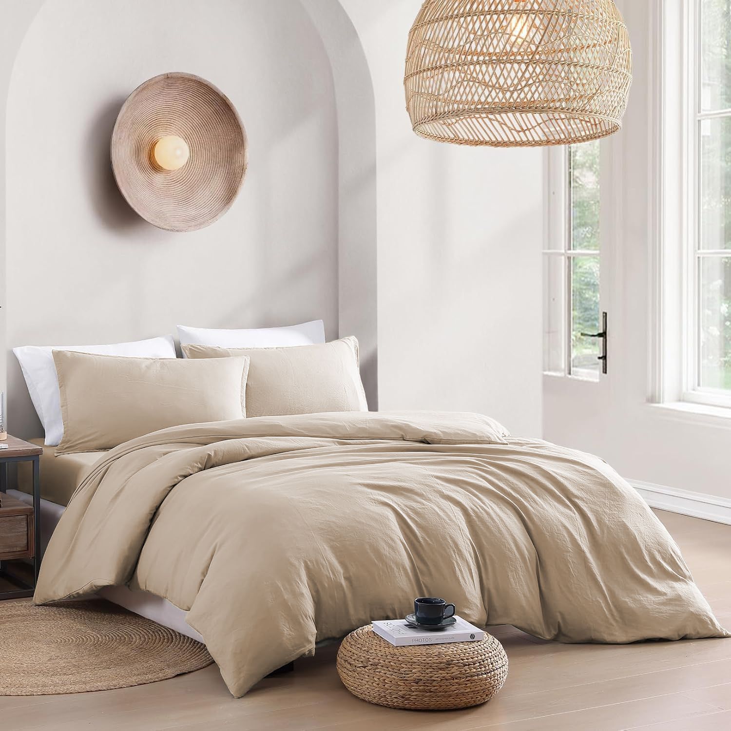 Solid Microfibre Quilt Cover Set – Camel Beige, Queen