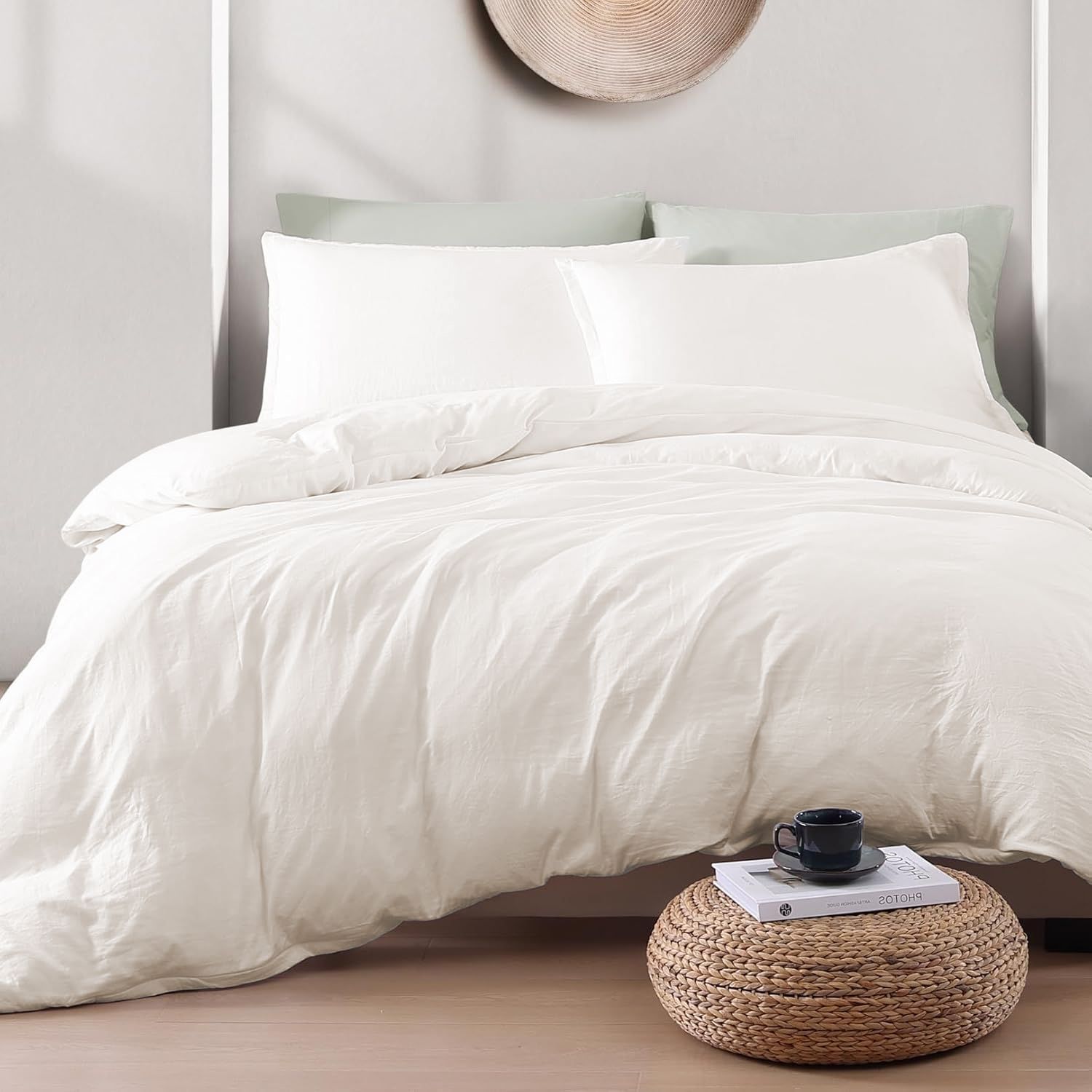 Hotel Soft Microfiber Duvet Cover Set-2000TC Quilt Cover Set & Pillowcases -1 Donna Cover Zipper Closure & 1 x Pillowcases-Breathable Bedding - Wrinkle, Fade, Stain Resistant(Raw white,Single)