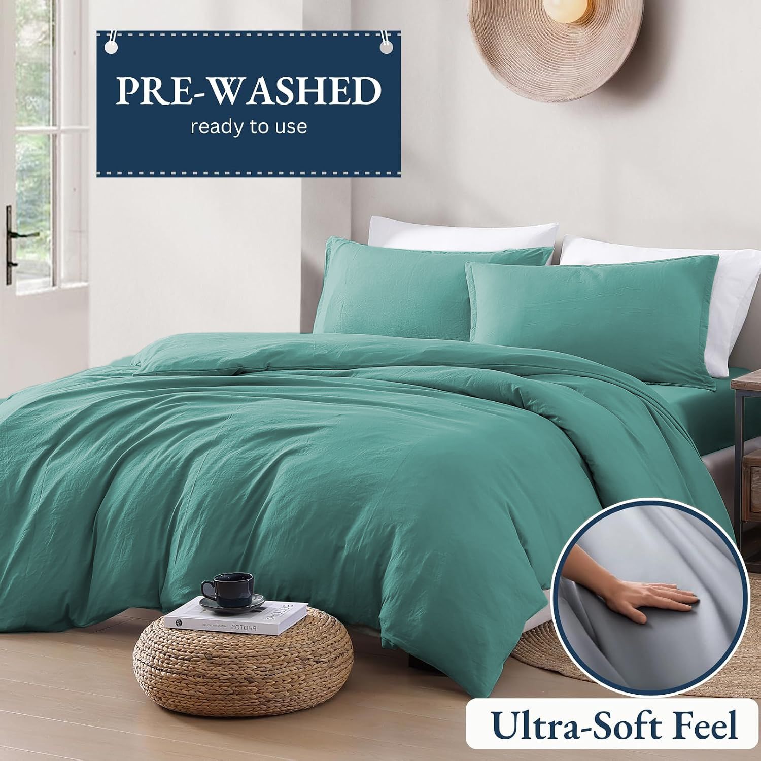 Solid Microfibre Quilt Cover Set – Biscay Blue, Single