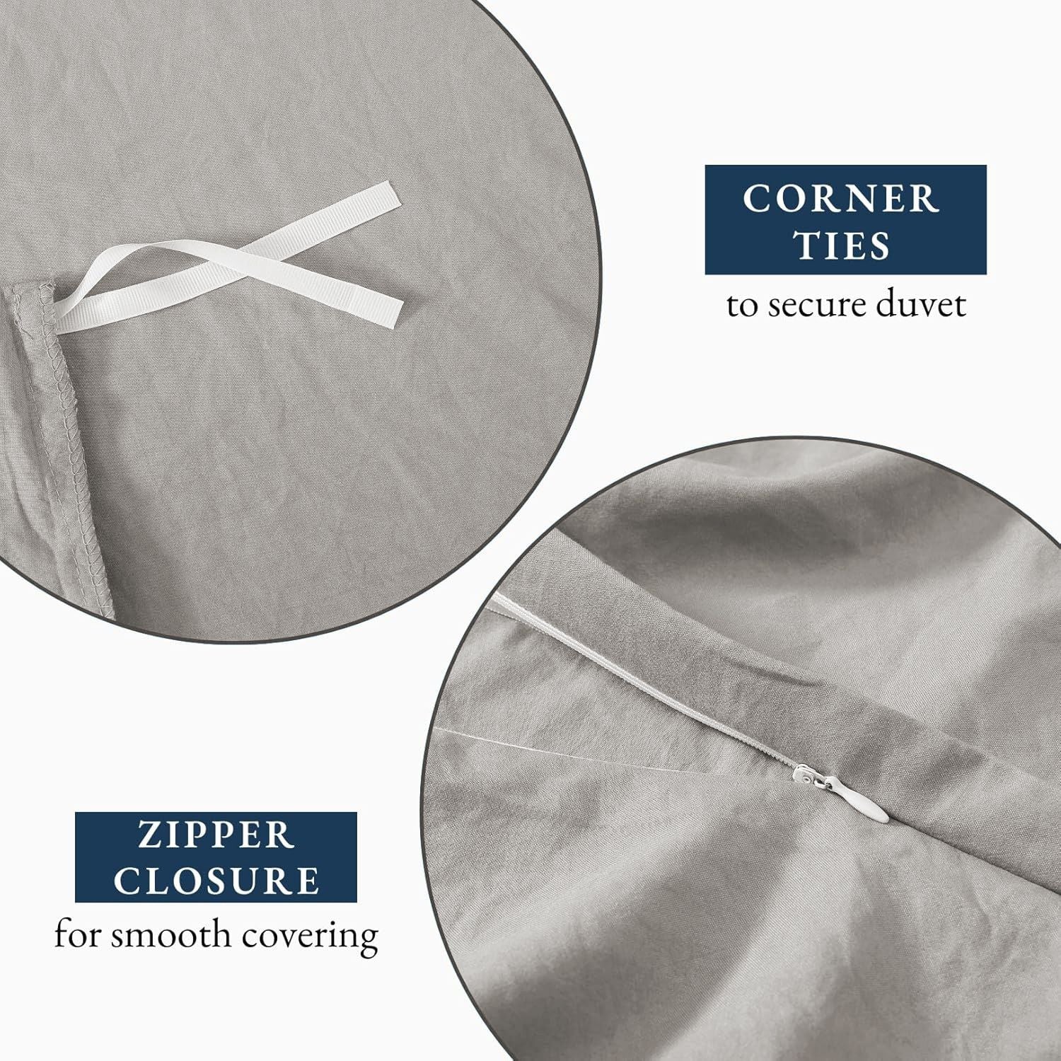 Hotel Soft Microfiber Duvet Cover Set-2000TC Quilt Cover Set & Pillowcases -1 Donna Cover Zipper Closure & 1 x Pillowcases-Breathable Bedding - Wrinkle, Fade, Stain Resistant(Silver-gray,Single)