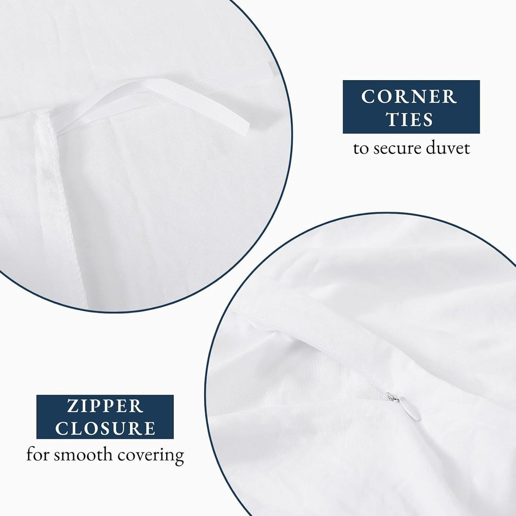 Hotel Soft Microfiber Duvet Cover Set-2000TC Quilt Cover Set & Pillowcases -1 Donna Cover Zipper Closure & 1 x Pillowcases-Breathable Bedding - Wrinkle, Fade, Stain Resistant(White,Super King)