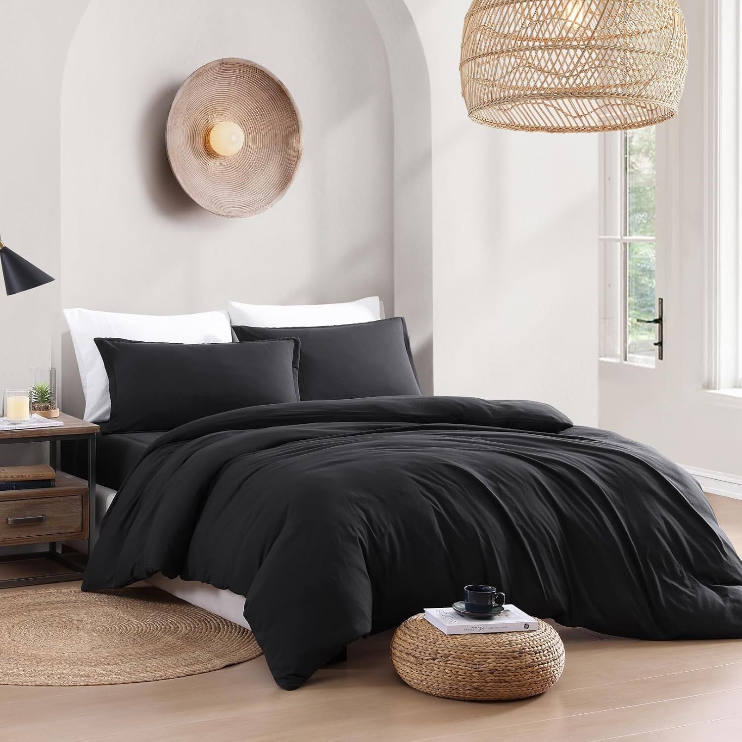 Solid Microfibre Quilt Cover Set – Black, Super King