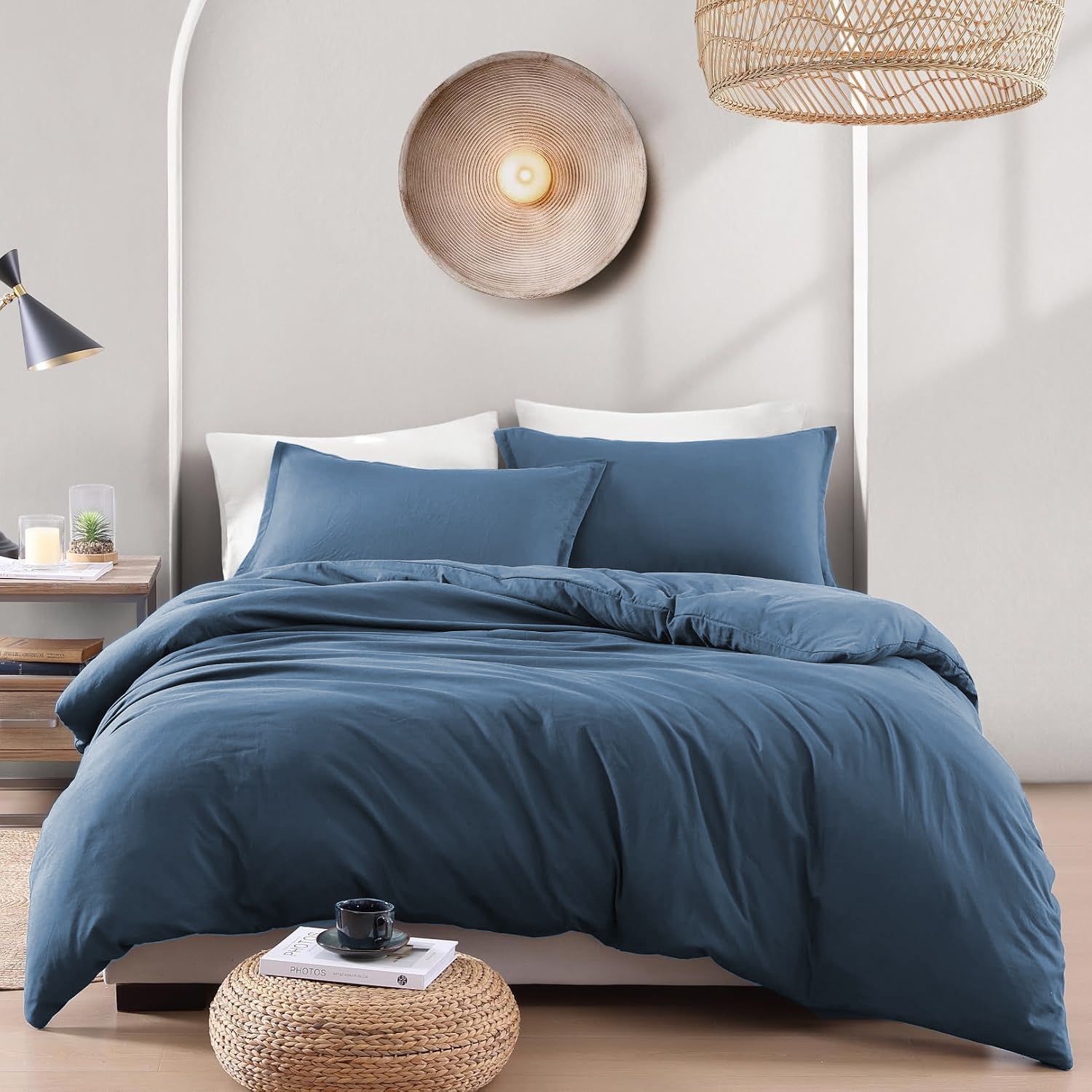Hotel Soft Microfiber Duvet Cover Set-2000TC Quilt Cover Set & Pillowcases -1 Donna Cover Zipper Closure & 1 x Pillowcases-Breathable Bedding - Wrinkle, Fade, Stain Resistant(Ocean,Super King)