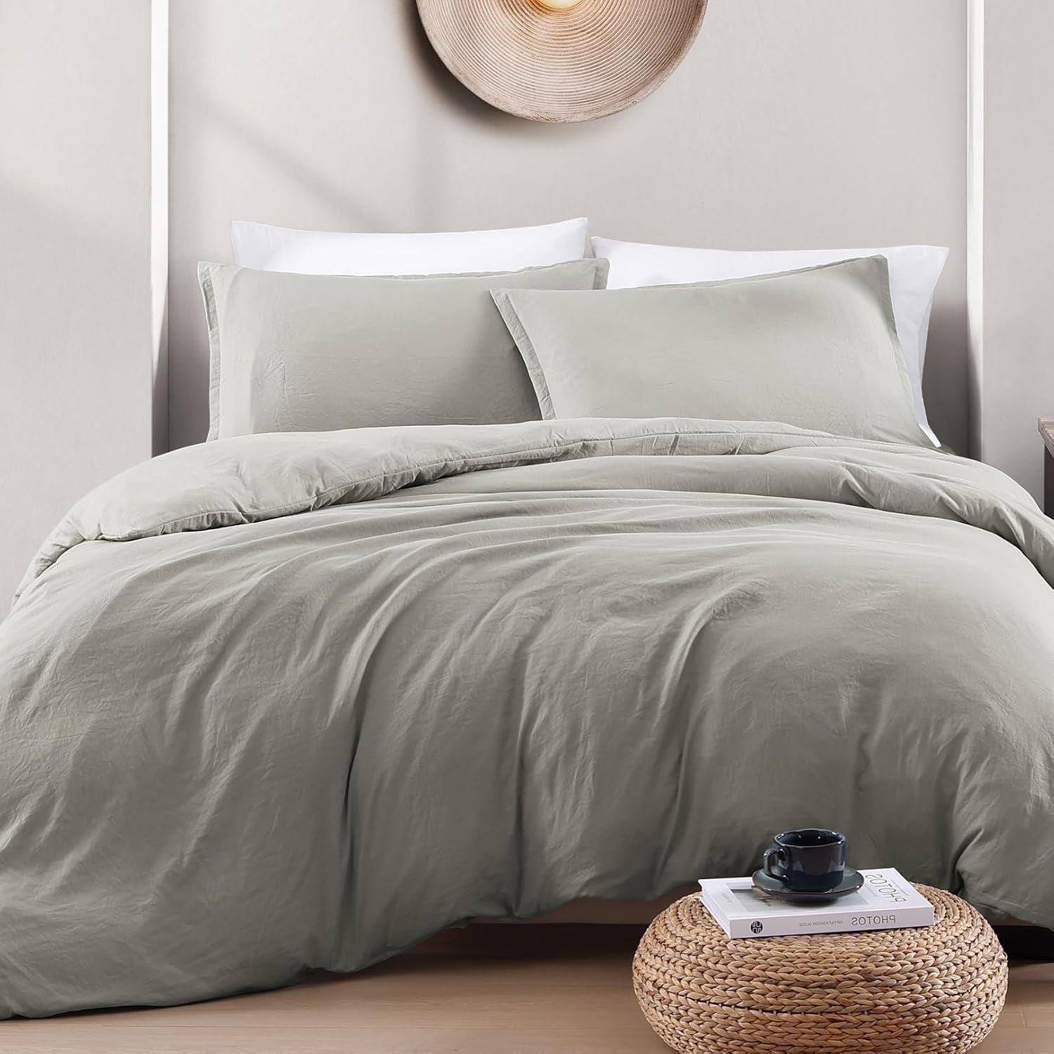Solid Microfibre Quilt Cover Set – Grey, Super King