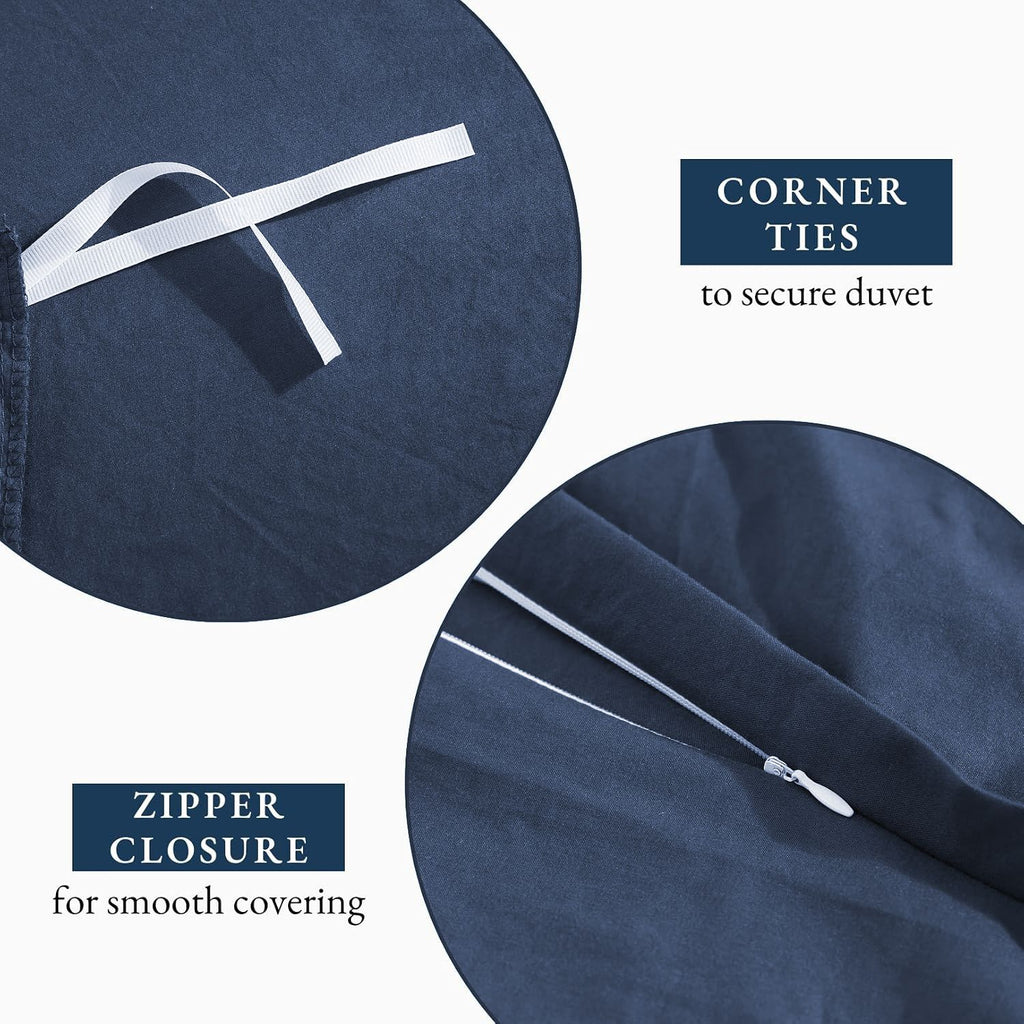 Hotel Soft Microfiber Duvet Cover Set-2000TC Quilt Cover Set & Pillowcases -1 Donna Cover Zipper Closure & 1 x Pillowcases-Breathable Bedding - Wrinkle, Fade, Stain Resistant(Navy,Super King)