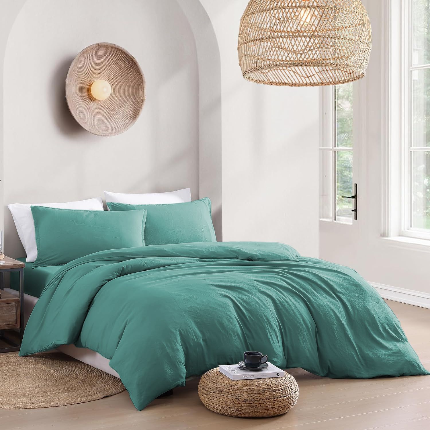 Solid Microfibre Quilt Cover Set – Biscay Blue, Super King