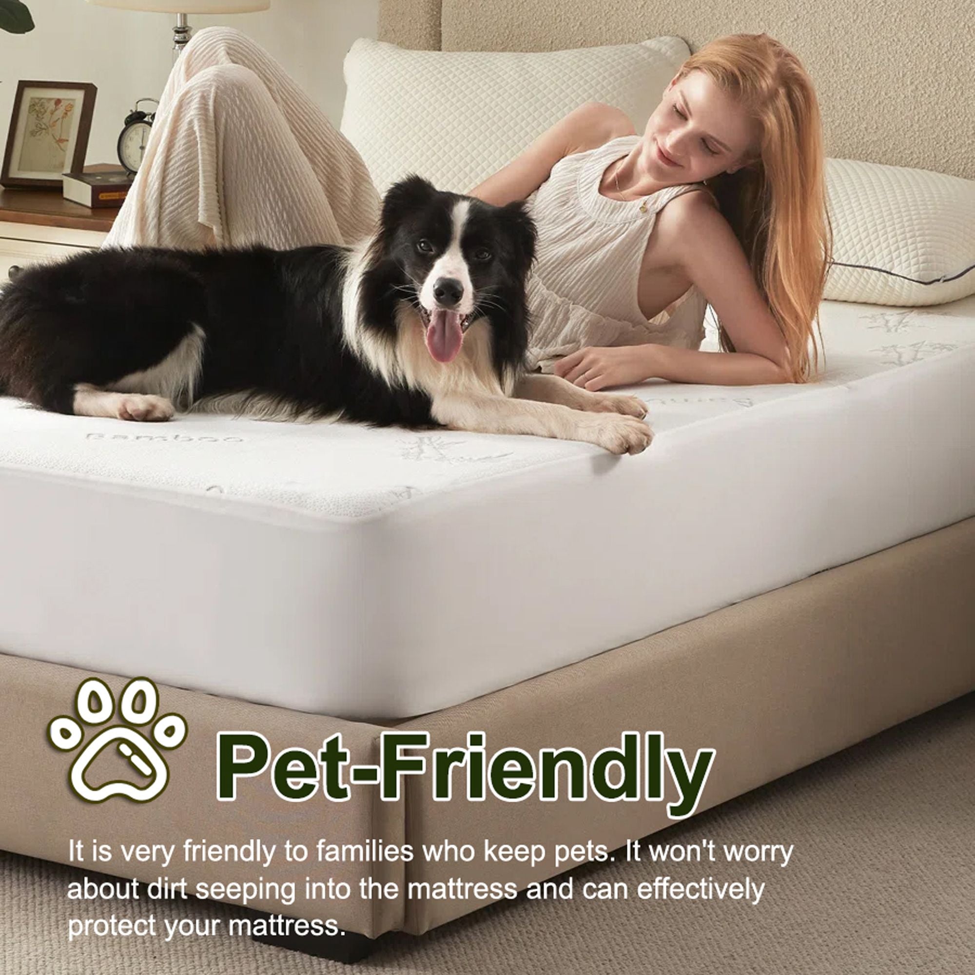 Waterproof Bamboo-Blend Mattress Protector – Double