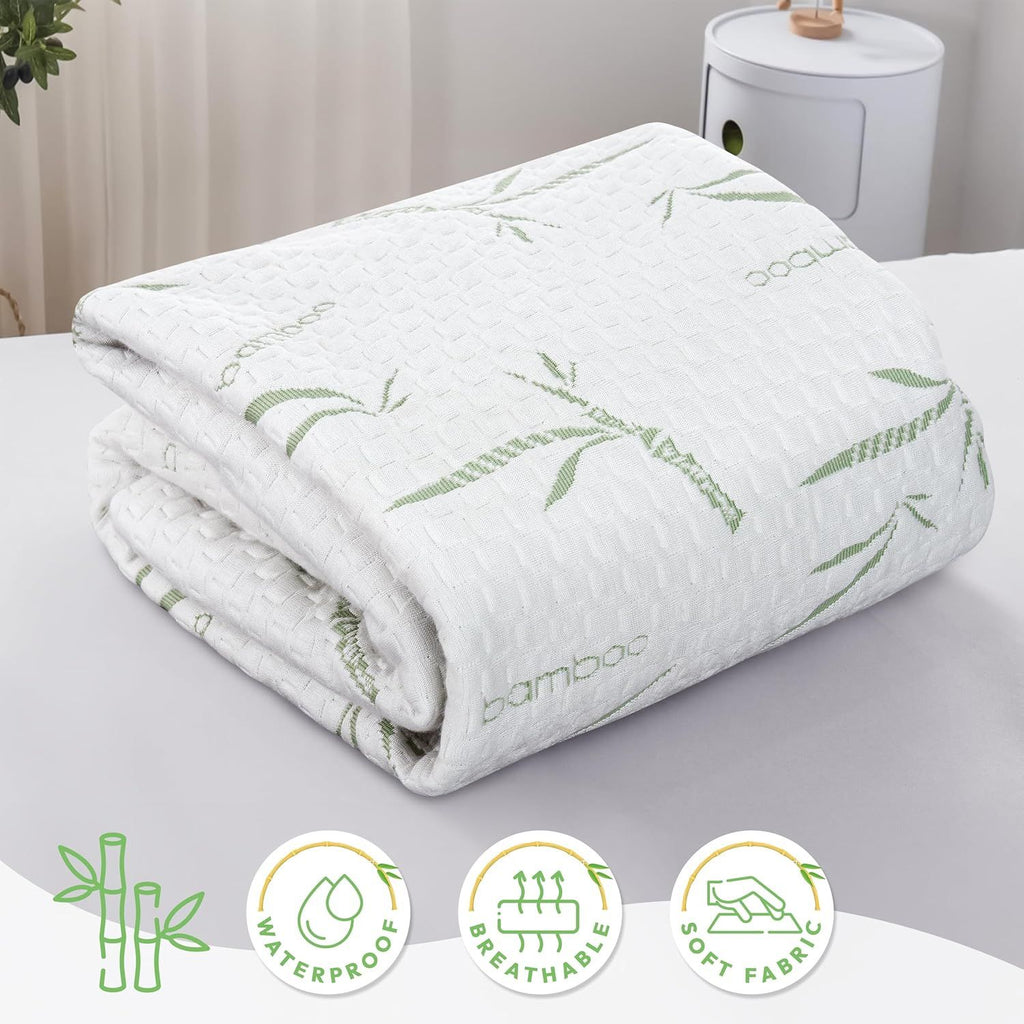 Waterproof Mattress Protector,Breathable Mattress Cover,3D Air Fabric Cooling Bed Pad Cover, Deep Pocket 40cm(Queen,Green)