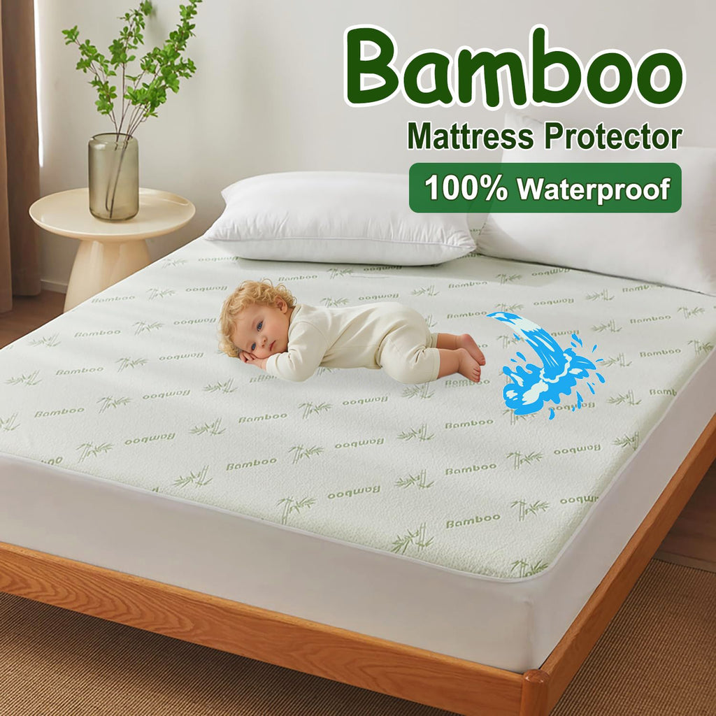 Waterproof Bamboo-Blend Mattress Protector – Queen