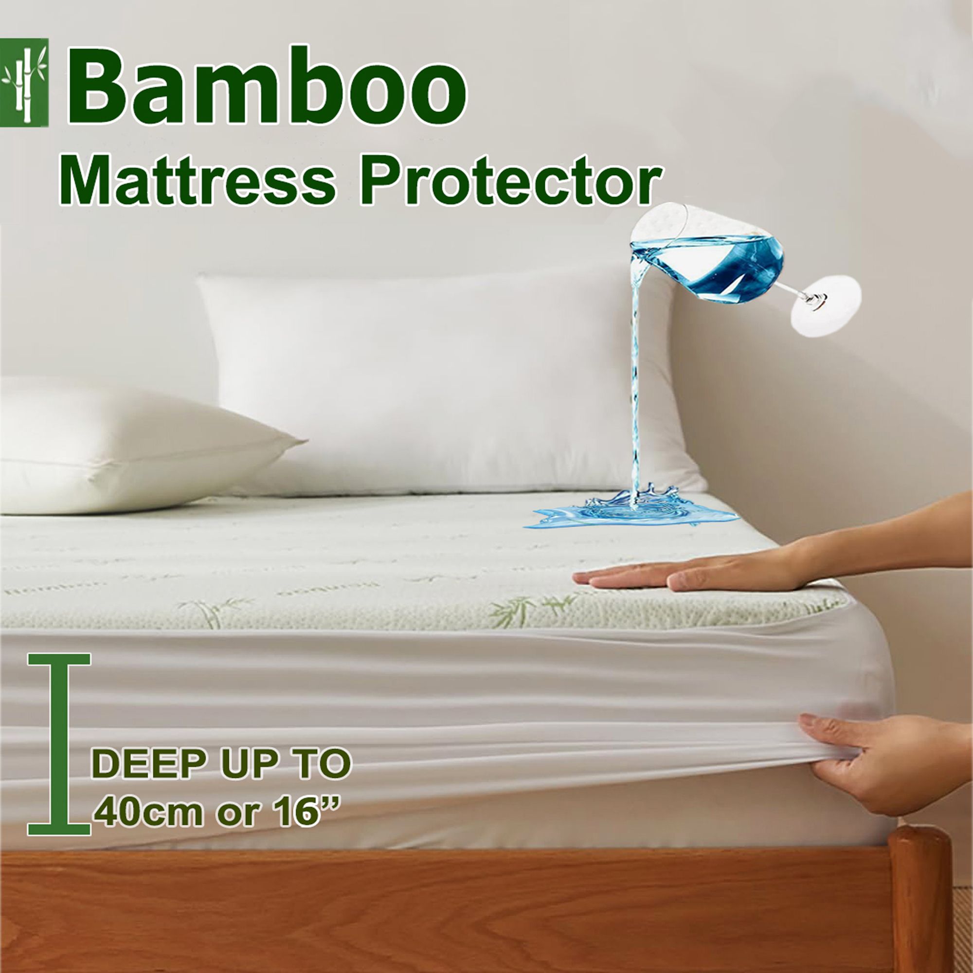 Waterproof Bamboo-Blend Mattress Protector – Queen