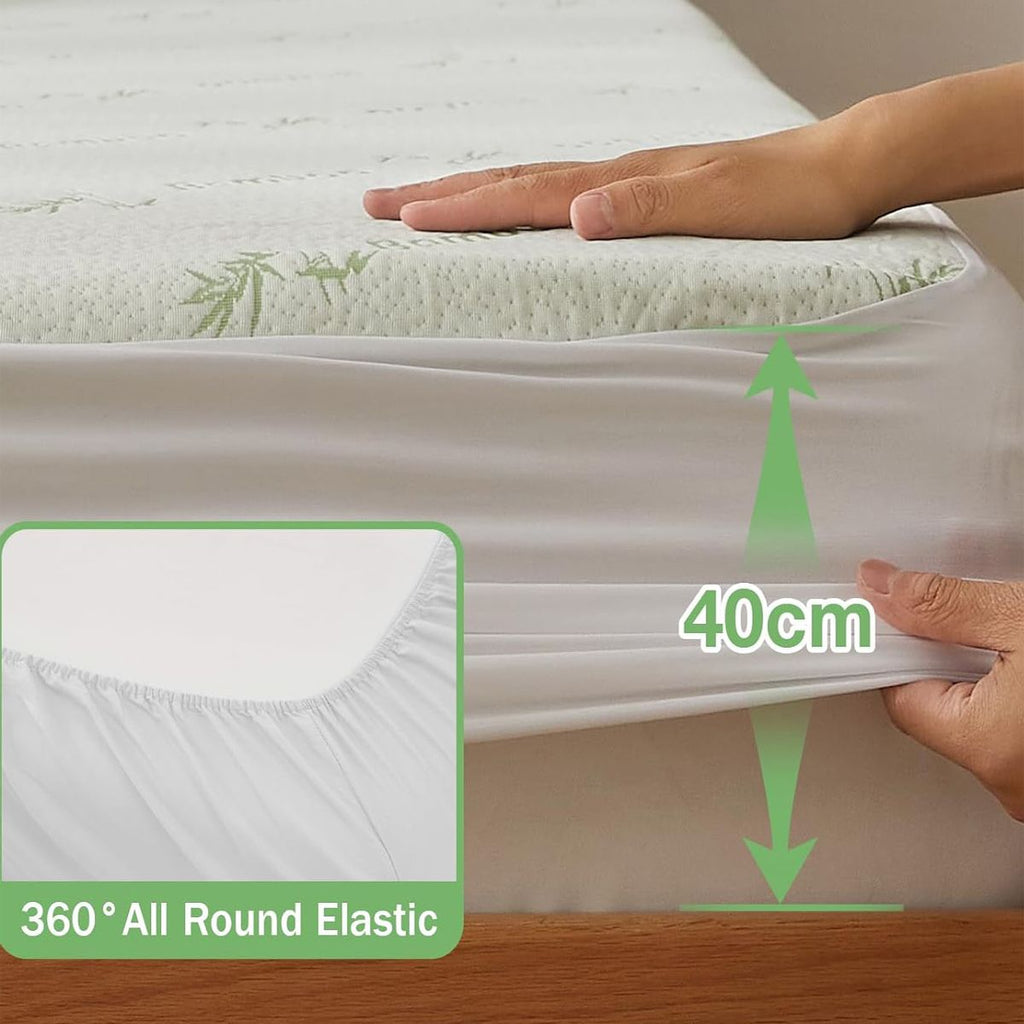 Bamboo-Viscose Fitted Mattress Protector – Single, Green