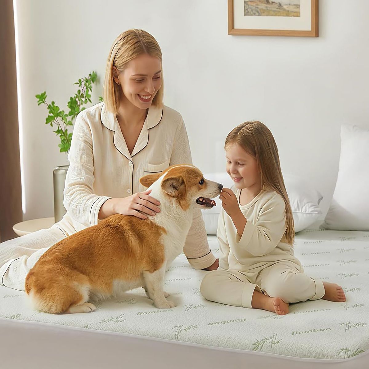 Bamboo-Viscose Fitted Mattress Protector – Single, Green