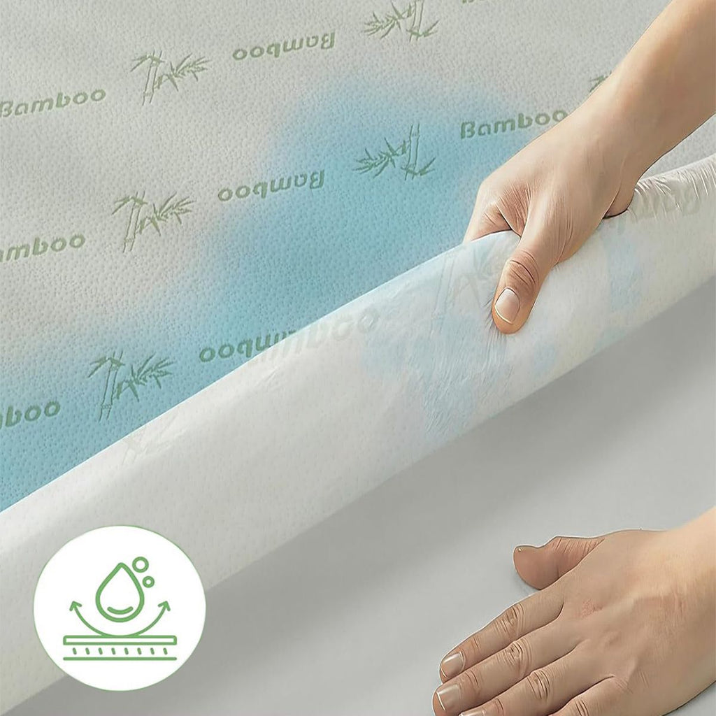 Bamboo-Viscose Fitted Mattress Protector – King Single, Green