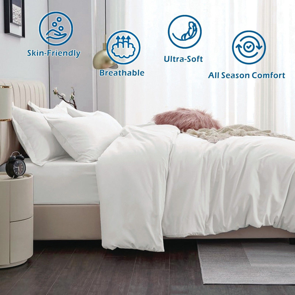 Microfibre Quilt Cover Set – Raw White, Double, 3 Piece