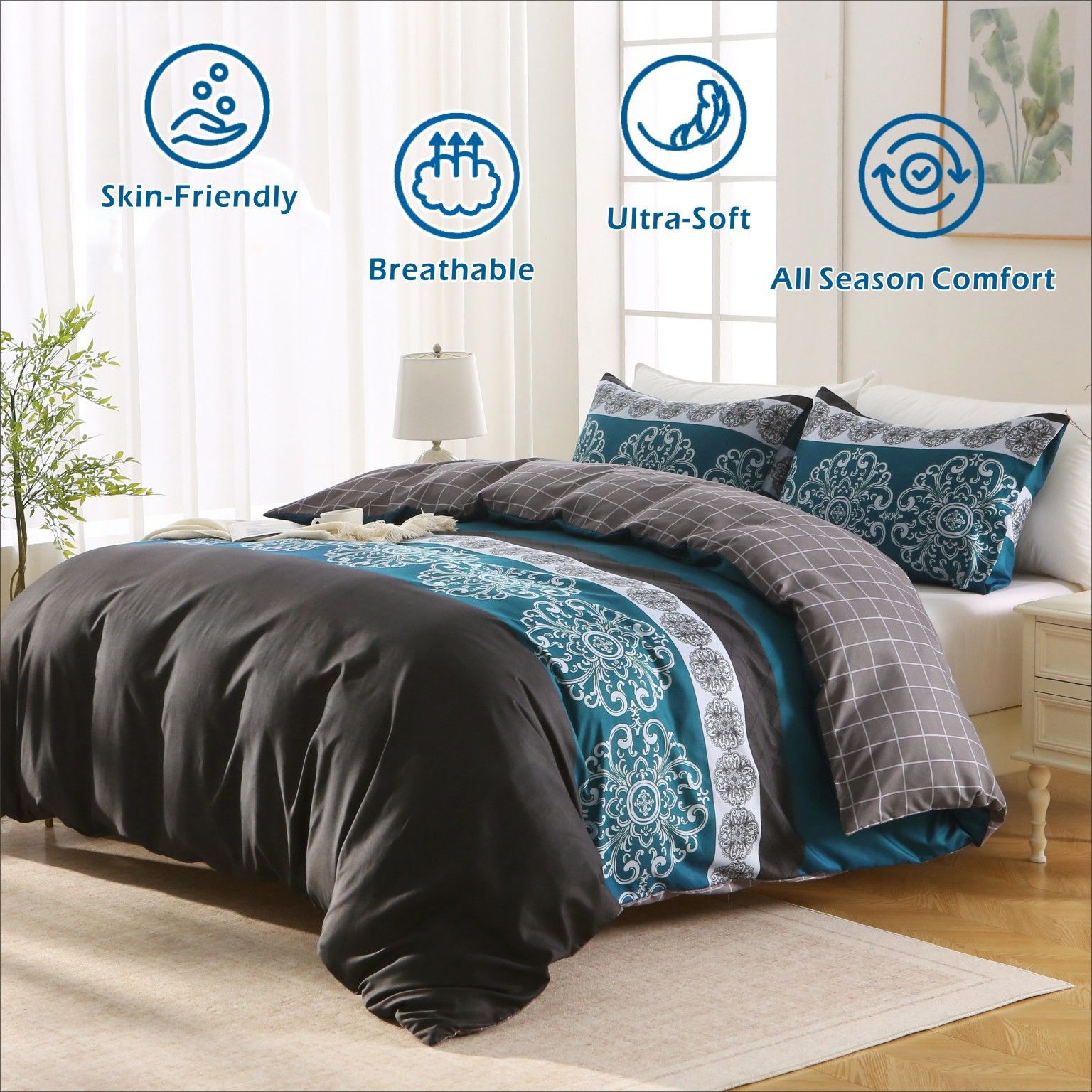 Microfibre Quilt Cover Set – Bohemian Print, Double