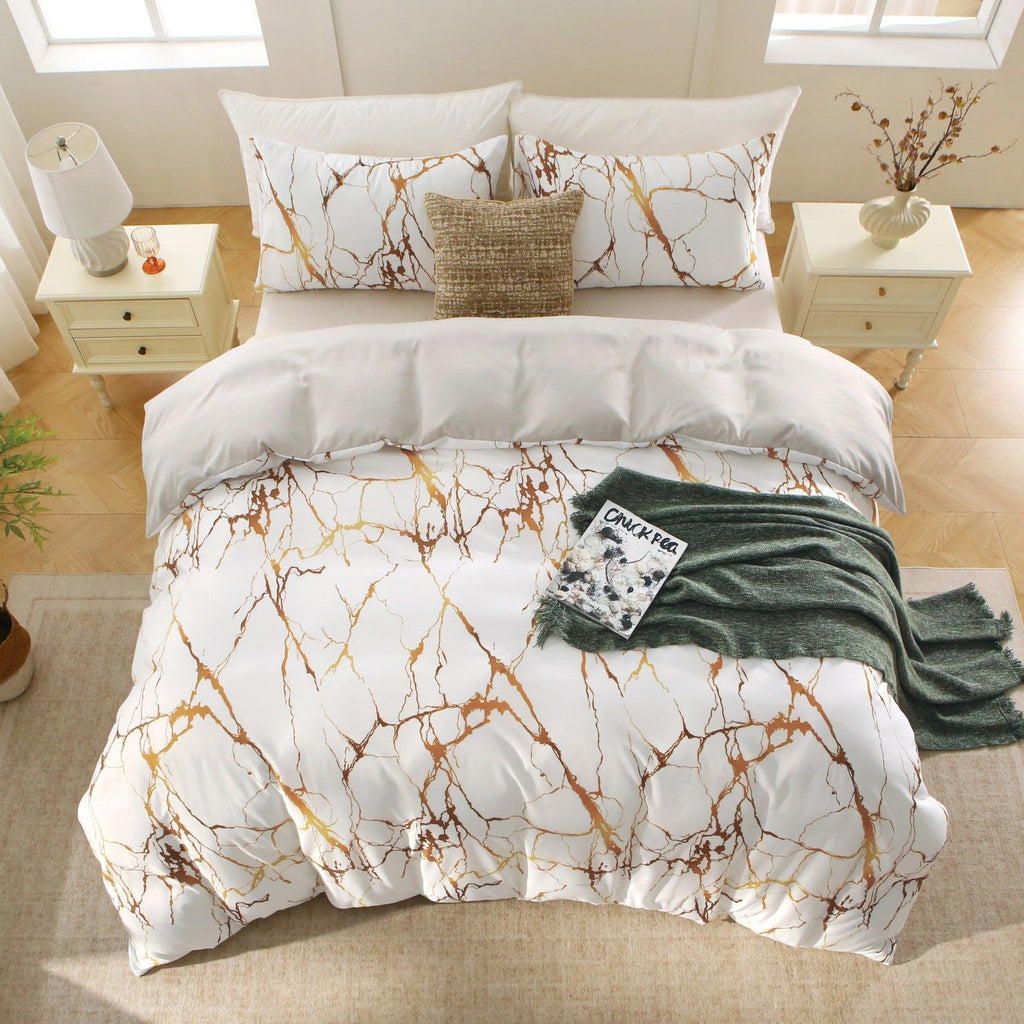 Microfibre Quilt Cover Set – Marble Gleam, Double, 3 Piece