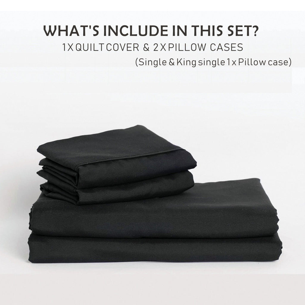 Microfibre Quilt Cover Set – Black, Double