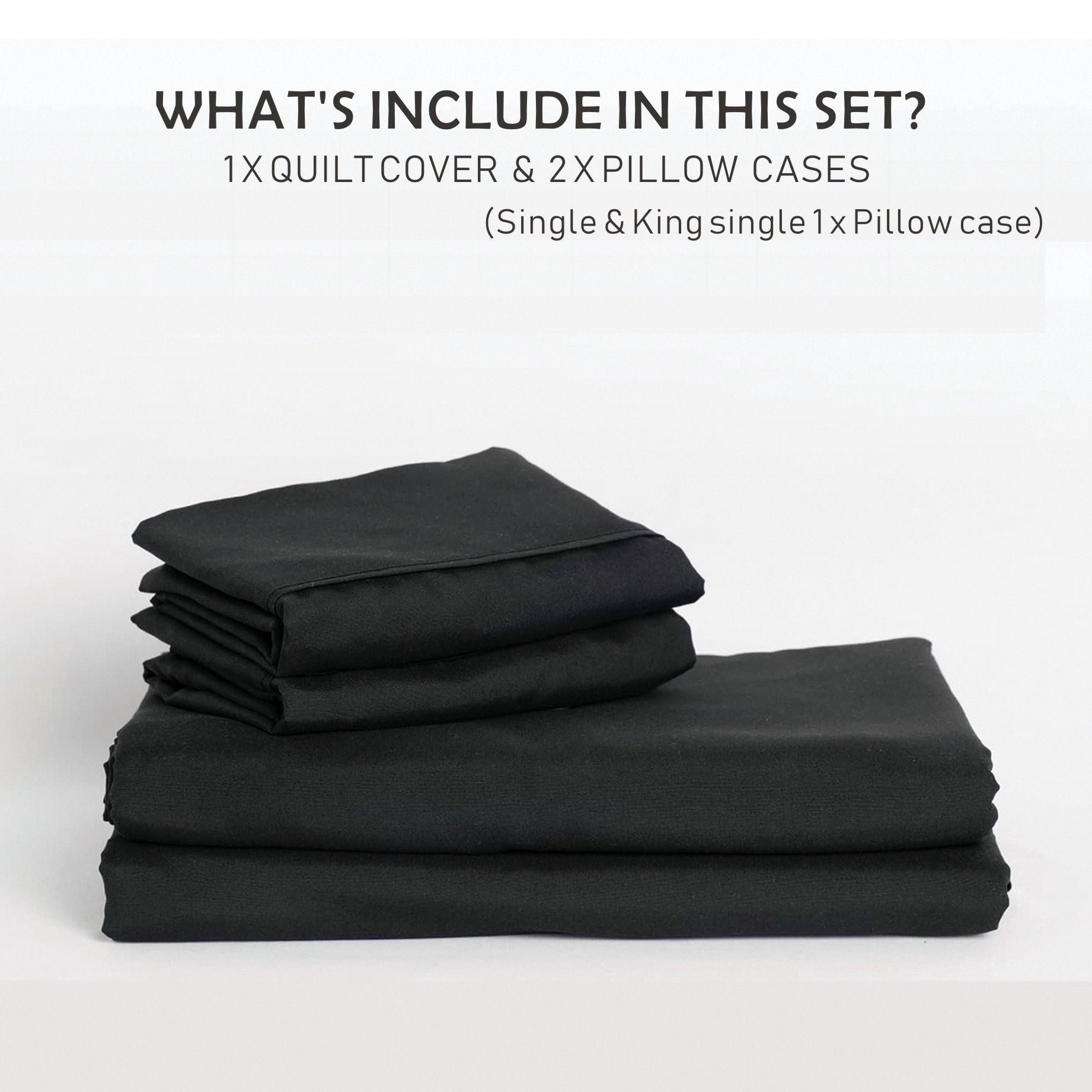 Microfibre Quilt Cover Set – Black, Double