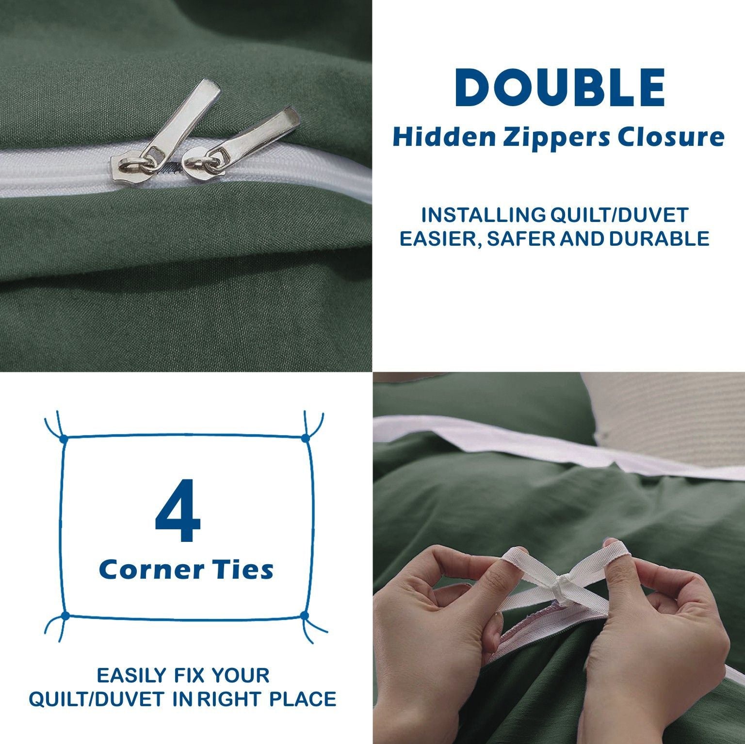 Microfibre Quilt Cover Set – Olive Green, Double, 3 Piece