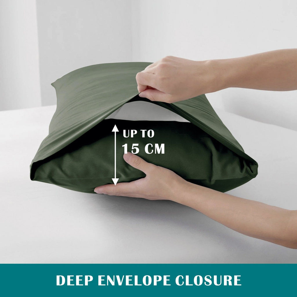 Microfibre Quilt Cover Set – Olive Green, Double, 3 Piece